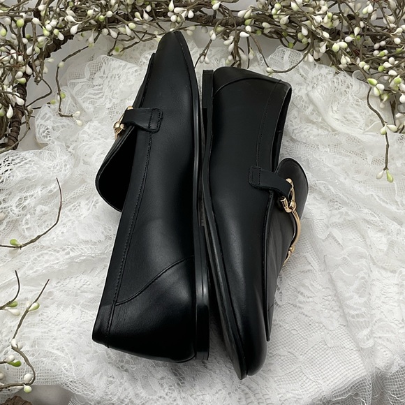 Mango Women’s Elegant Black Loafers with Gold Hardware Sz10  #0214 - Picture 5 of 8